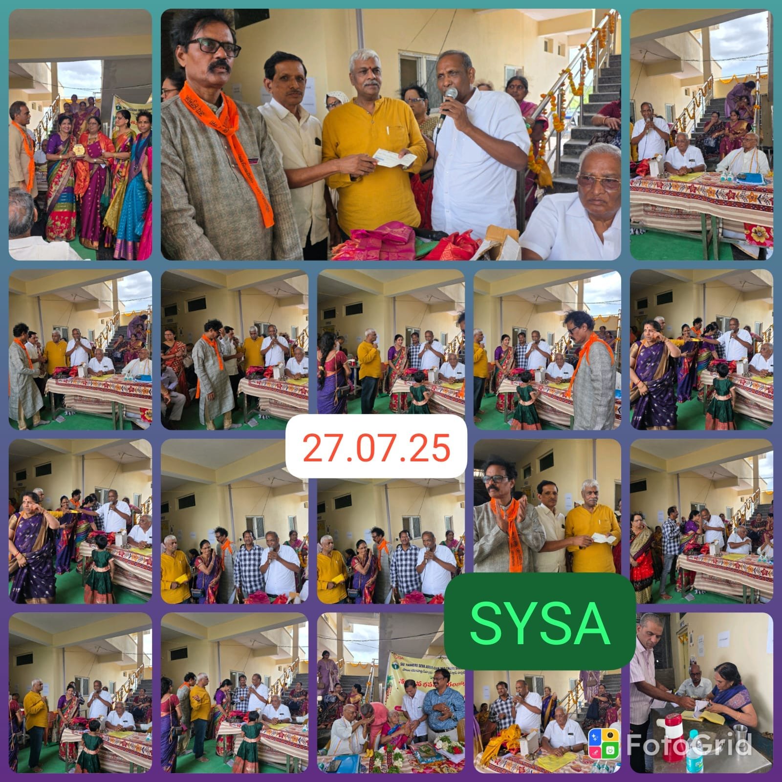 Committee members honouring residents at an Ashram event