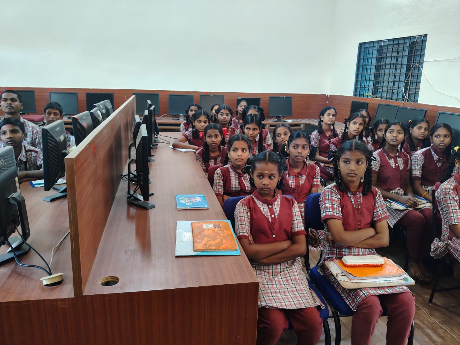 Students in a computer lab supported by the Ashram's education programme
