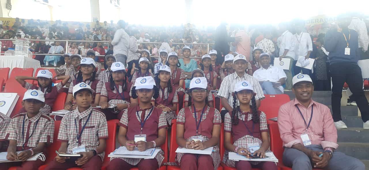 Students representing the Ashram at a community event